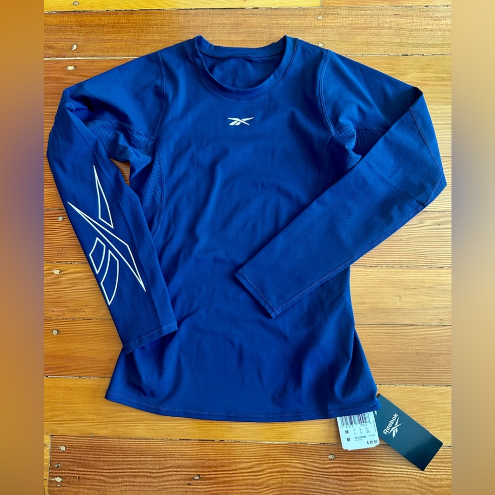 NWT Reebok women’s long sleeve navy compression shirt